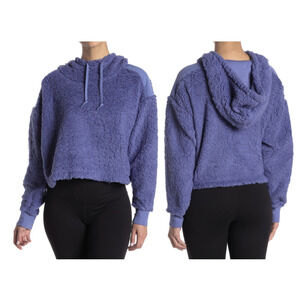 NEW Z By Zella Sheila Fleece Hooded Pullover Sweater Long Sleeve Blue XL